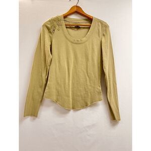 Oakley Womens Pullover Long Sleeve Crew neck Raw hem Top Brown Size Small